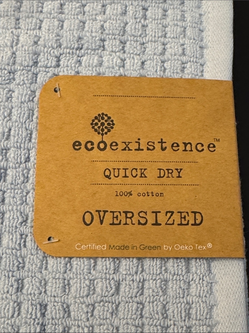 10pc ECOEXISTENCE Quick Dry 100% Cotton Oversized Bath Towel Set - Powder Blue - Picture 4 of 9